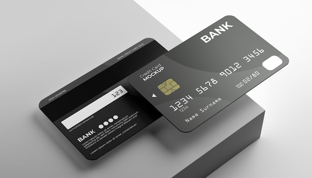 Two credit card mock up with stage background.