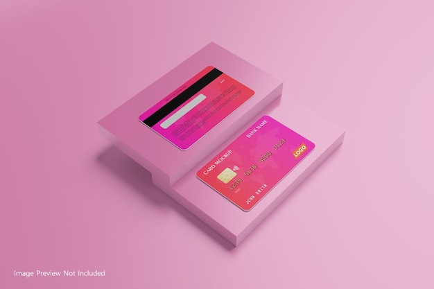 PSD Два макета кредитной карты 3d redering