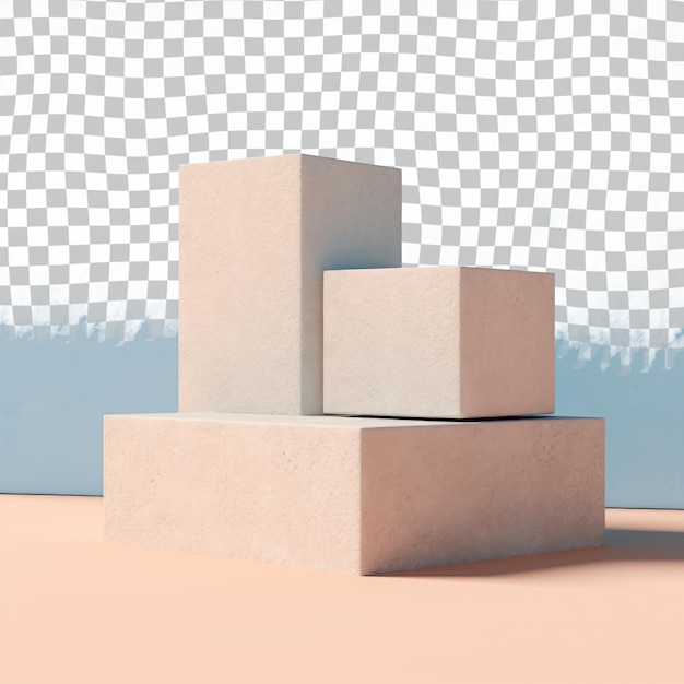 PSD two cubes are stacked on top of each other in front of a blue background