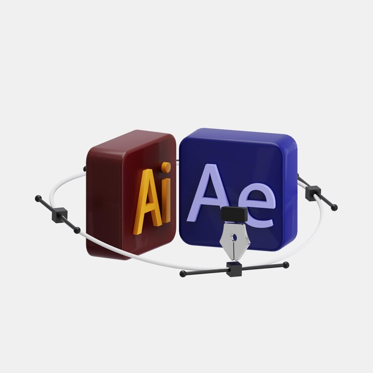 PSD two cubes with the letters ai and a symbol for a computer game.