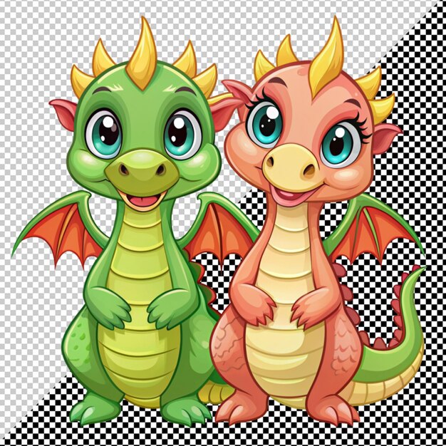 PSD two cute couple dragon