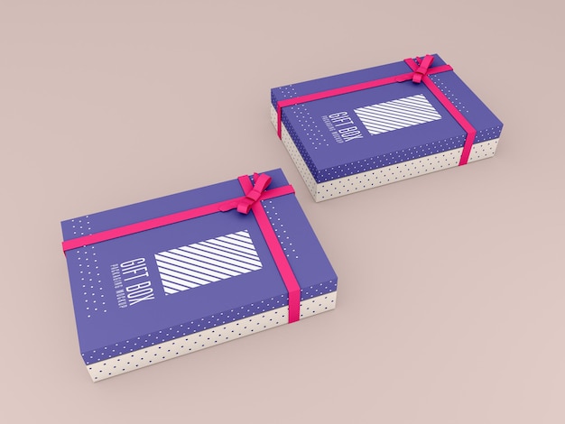 two decorated gift box mockup