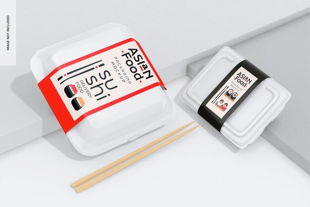 Two delivery food boxes mockup leaned