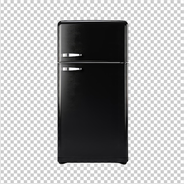 PSD two door shiny black refrigerator in png