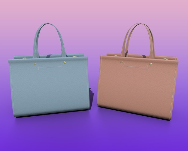 Two Empty Mockup Ladys Bag