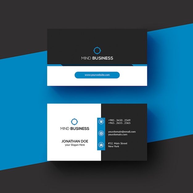 Two-faced template for business card