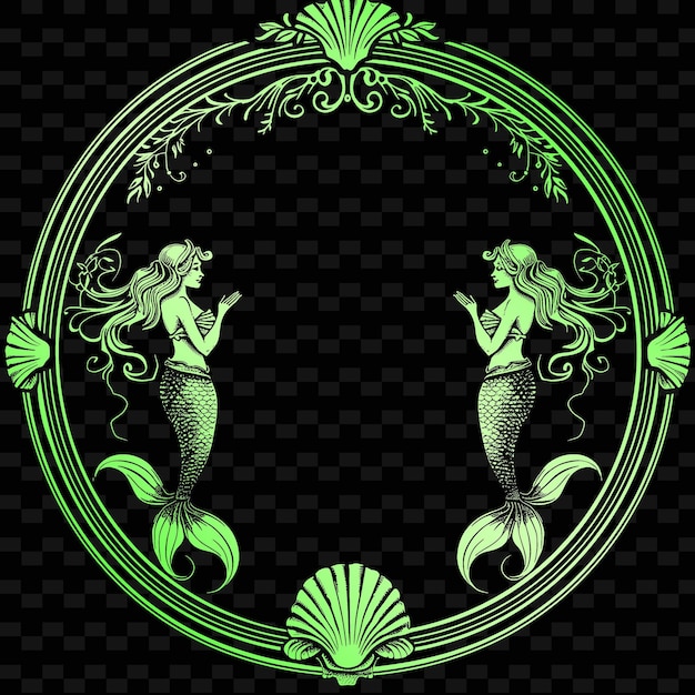 PSD two fish and a mermaid are in a circle