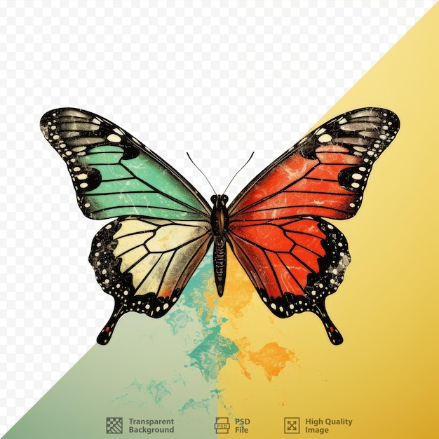 PSD ブラジルと金剛の関係を表す蝶が描かれた 2 つの国旗