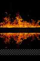 PSD two flames burning on each side of the horizont on transparent background