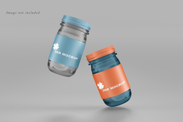 Two floating jar mockup