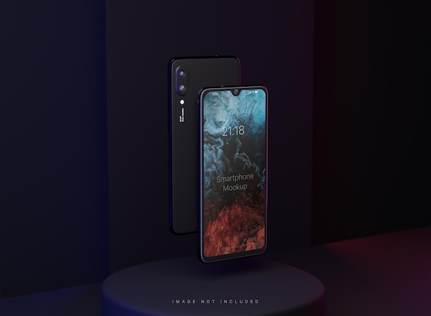 PSD two floating smartphone mockup