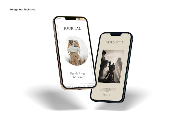 two floating smartphone mockup