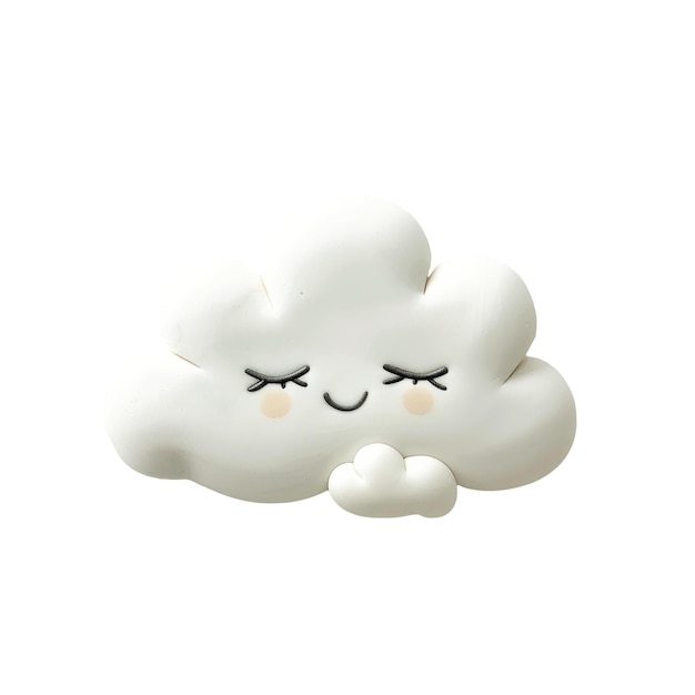 Two fluffy white clouds with eyes closed and one has a sad face