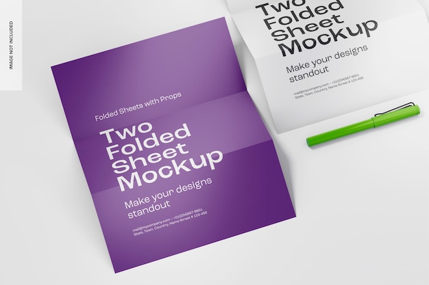 Two folded sheets mockup