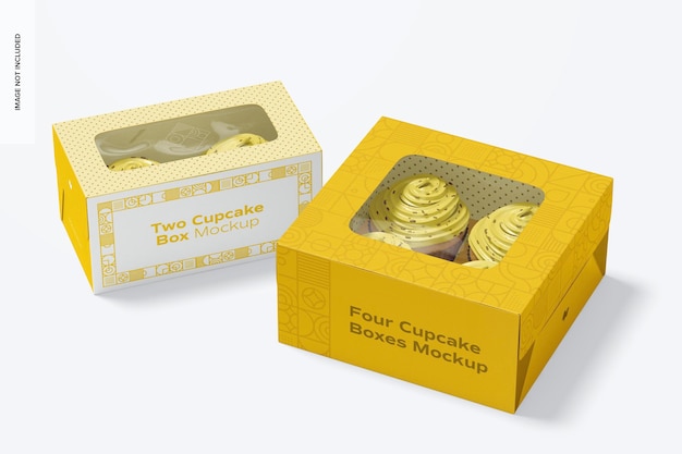 Two and Four Cupcakes Boxes Mockup
