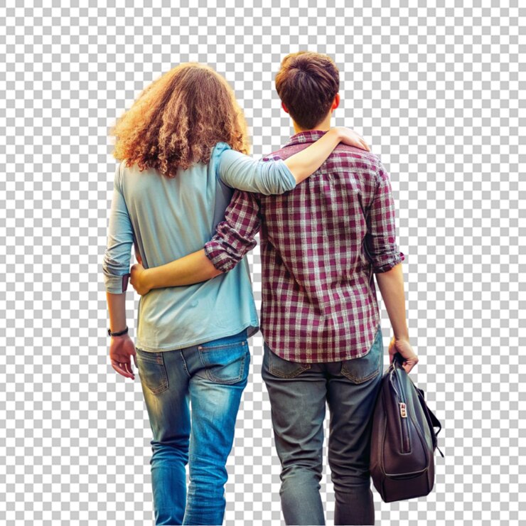 PSD two friends walking friend ship day concept