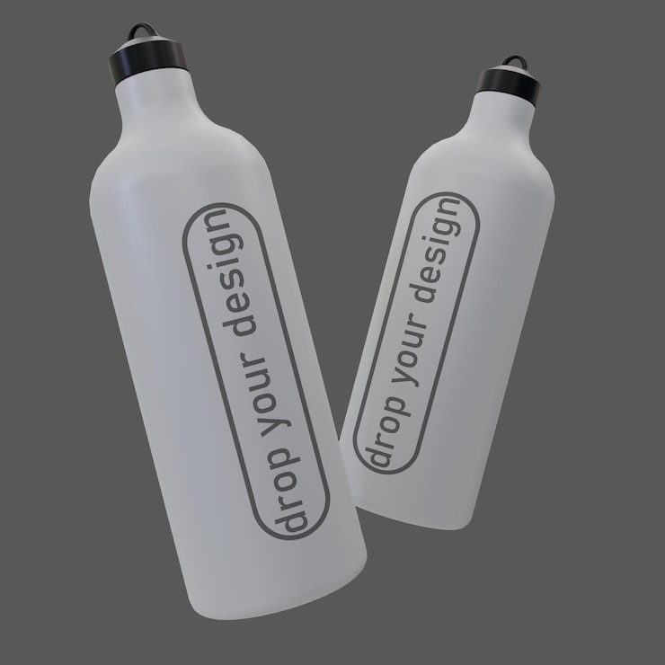 PSD two front metal bottle mockup