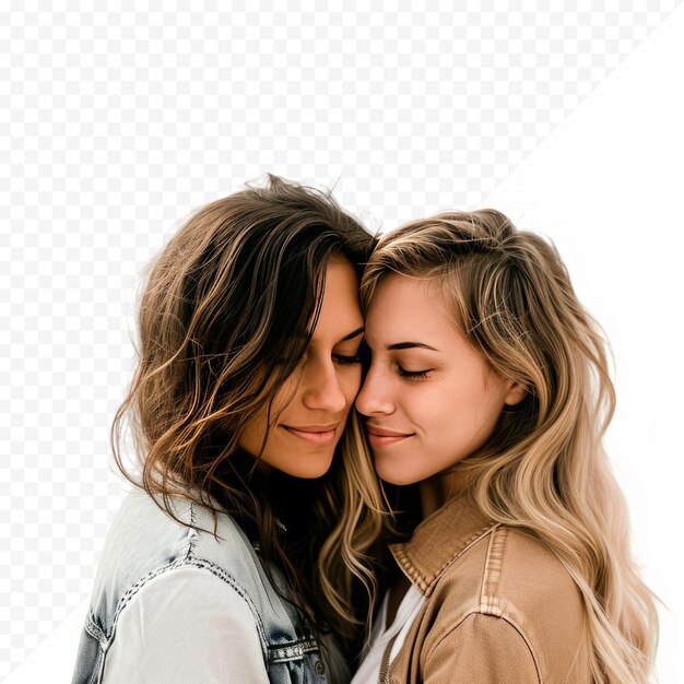 PSD two girlfriends on a white isolated background