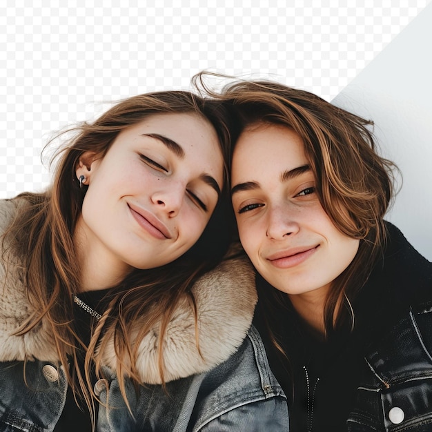 PSD two girlfriends on a white isolated background