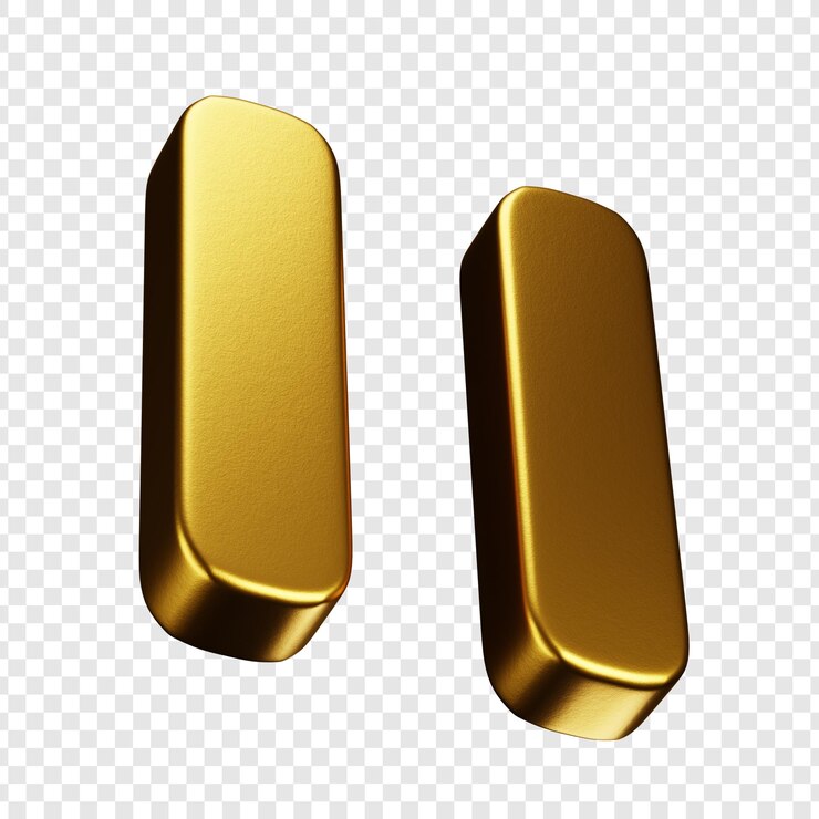 PSD two gold bars on transparent background