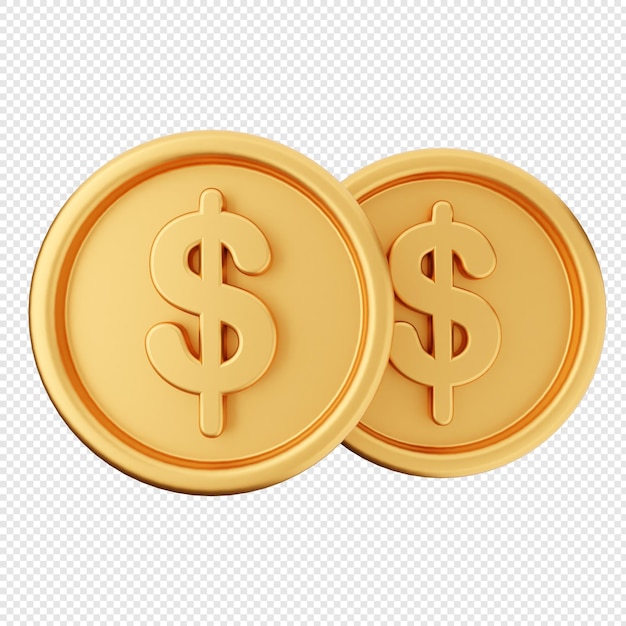 2枚の金貨にドルの記号が刻まれている