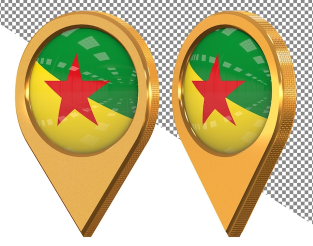 PSD two gold rings with a red star on them.