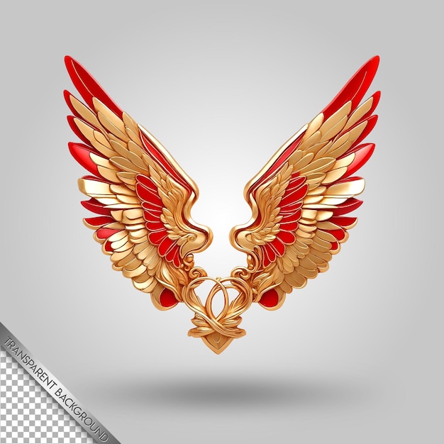 PSD two gold wings with the word angel on them