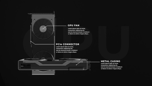 Two Graphic Card Specification Infographics 3D Render