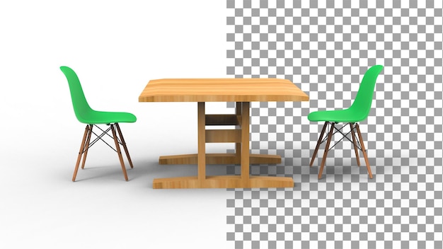 PSD due sedie nordiche verdi con rendering 3d ombra
