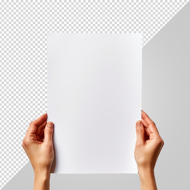 PSD two hands hold a white piece of paper with a white square