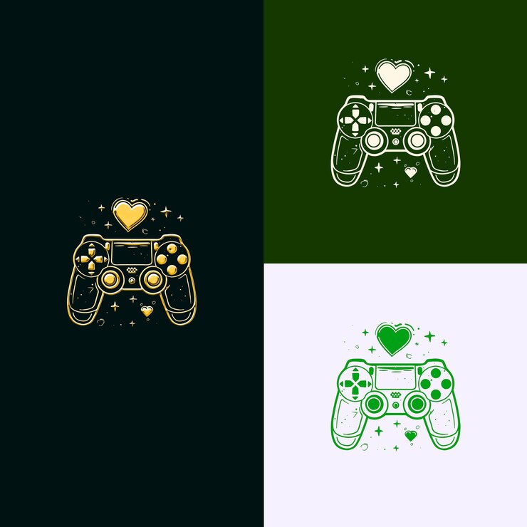 PSD two hands holding a game controller with the words love and love
