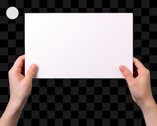 PSD two hands holding white paper isolated on transparent background png psd