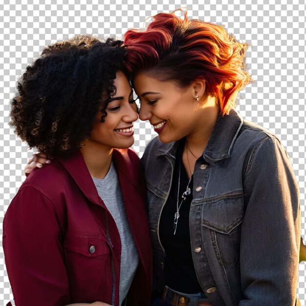 PSD two happy women spend time together on vacation portrait with selective focus