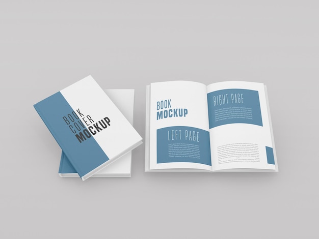 Due copertine rigide con libro aperto mockup