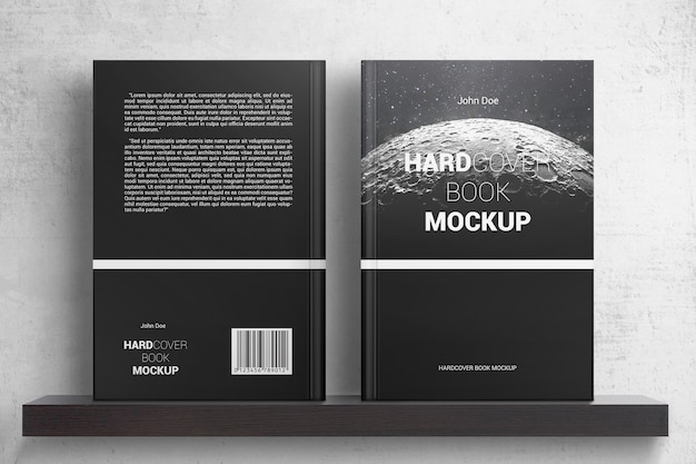 PSD two hardcover books on shelf mockup