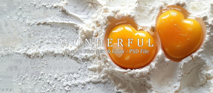 PSD two hearts of eggs in flour