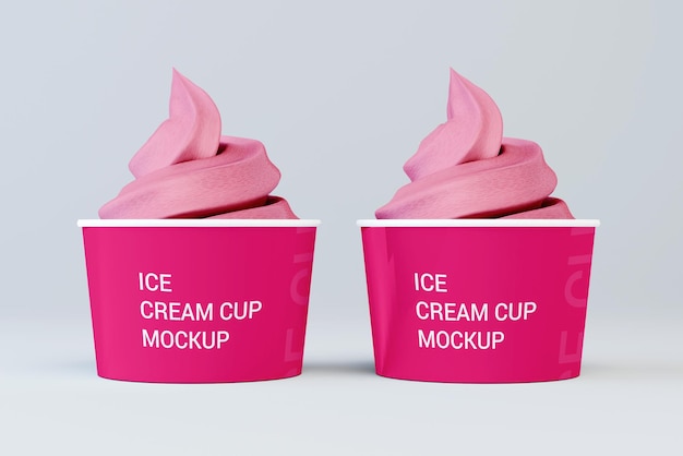 Two ice cream cup front view packaging mockup