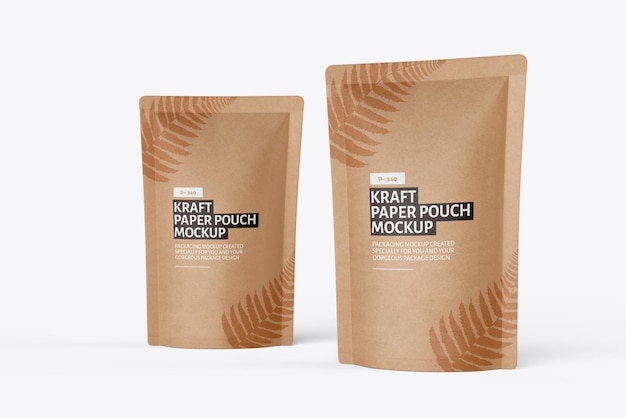 two kraft paper pouch branding mockup