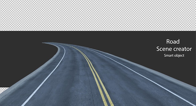 PSD two lanes road clipping path asphalt road isolated