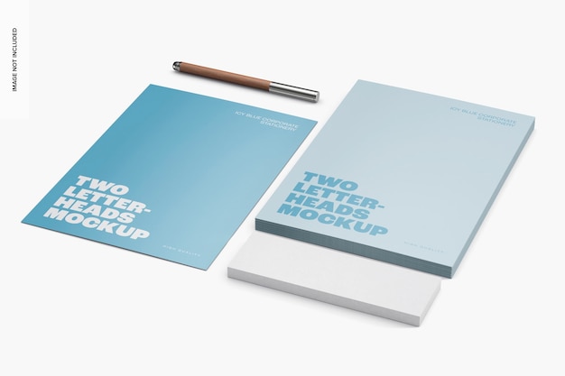 Two Letterheads Mockup, Perspective