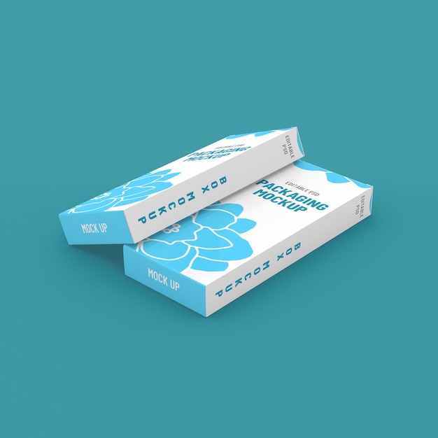 Two long narrow boxes, packaging template for product design mockup. On clean background