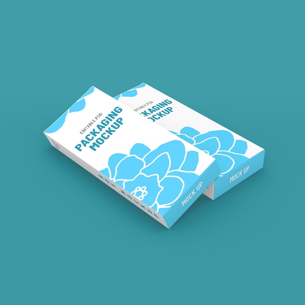 Two long narrow boxes, packaging template for product design mockup. On clean background