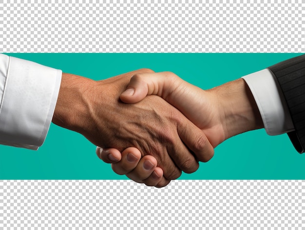 PSD two men shaking hands with transparent background