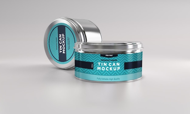 Two Metal Food Tin Packaging Mockup Design