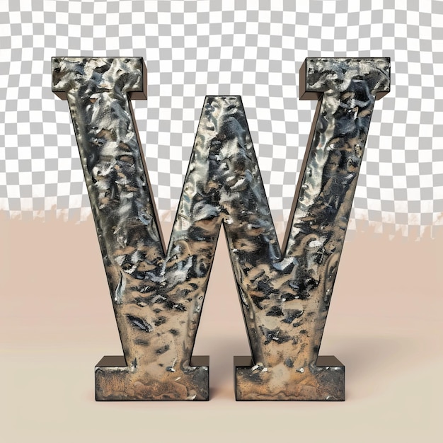 PSD two metal pieces of rusted metal with the letter w on them