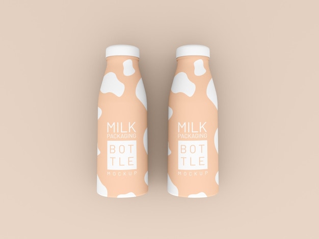 Due mockup di imballaggi per bottiglie di latte