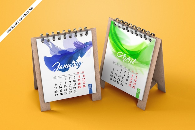 Mockup di due mini calendari da scrivania