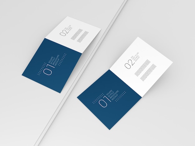 Mockup di brochure a due pieghe quadrate minimal