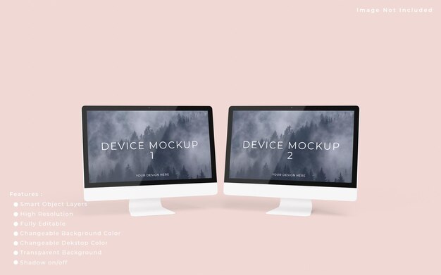 Due mockup di schermi desktop per pc minimalisti