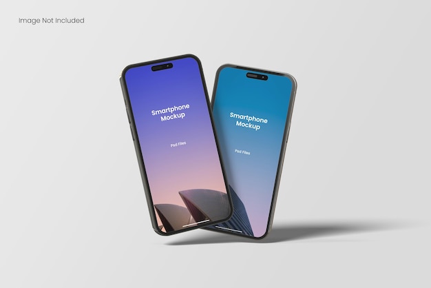 PSD mockup galleggiante per due telefoni cellulari